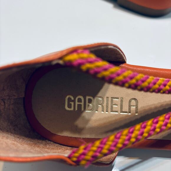 Gabriela Pumpkin Orange Beads Pointed Toe Flats Size BRAZIL 37 US 8 - Picture 9 of 12